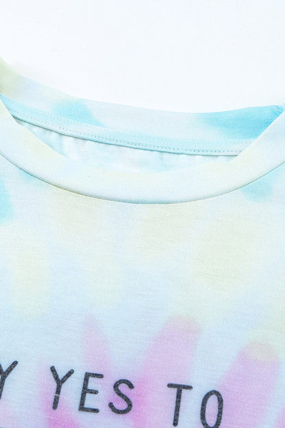 ADVENTURE AWAITS Tie-dye Print T-shirt