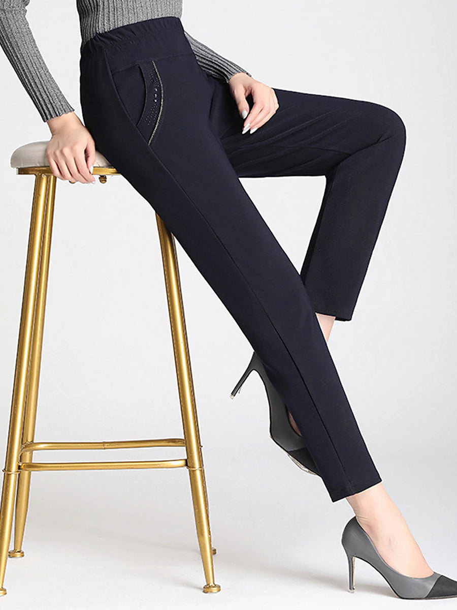 Women‘s Skinny Chinos Work Dress Pants Trousers Casual Grey Black Deep Blue Fashion Streetwear Daily Wear Pocket Full Length Soft Plain XL 2XL 3XL 4XL 5XL