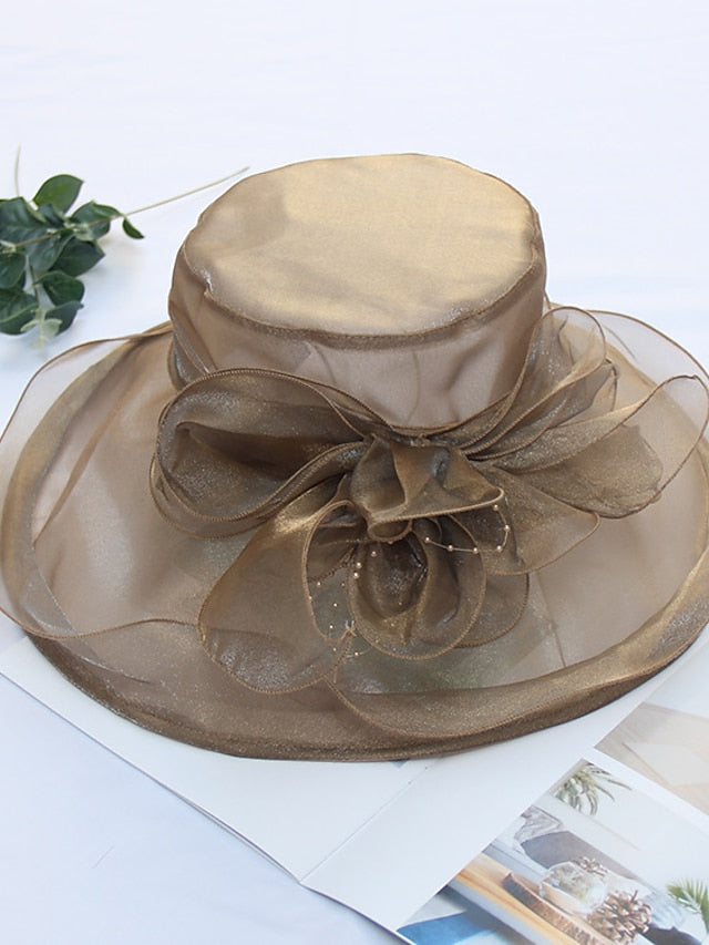 Women's Party Hat Party Wedding Special Occasion Flower Solid Color Beige Black Hat White Gray Fall Spring Summer - LuckyFash™