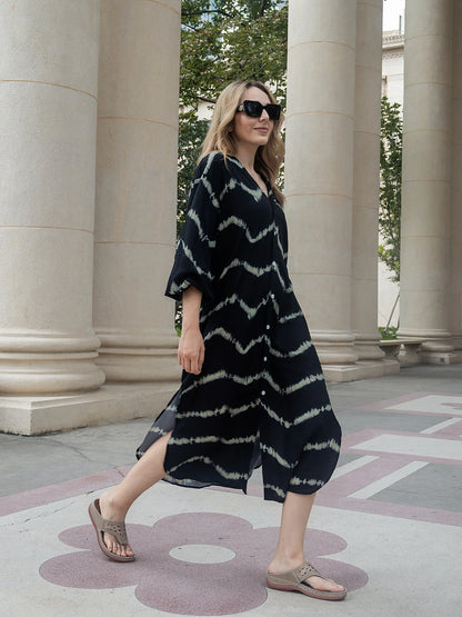 Women's Split Print V Neck Maxi long Dress Daily Vacation Long Sleeve Summer Spring