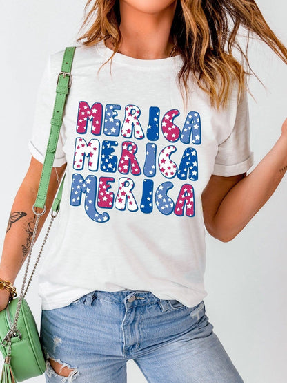 America White Graphic Crew Neck T-Shirt