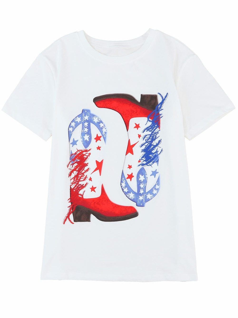 American Flag Boots Graphic White Tee