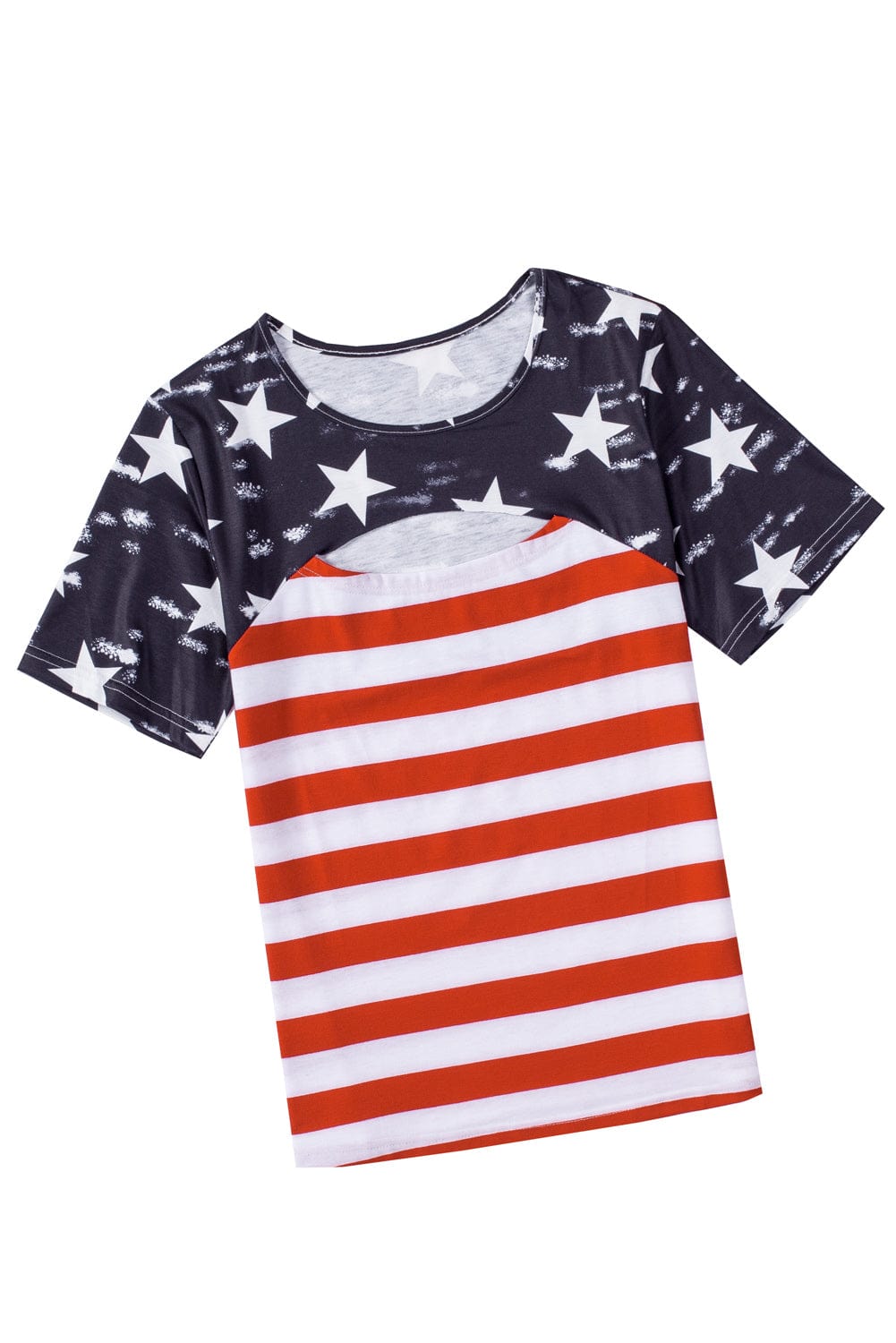 American Flag Cutout Print Black T-Shirt