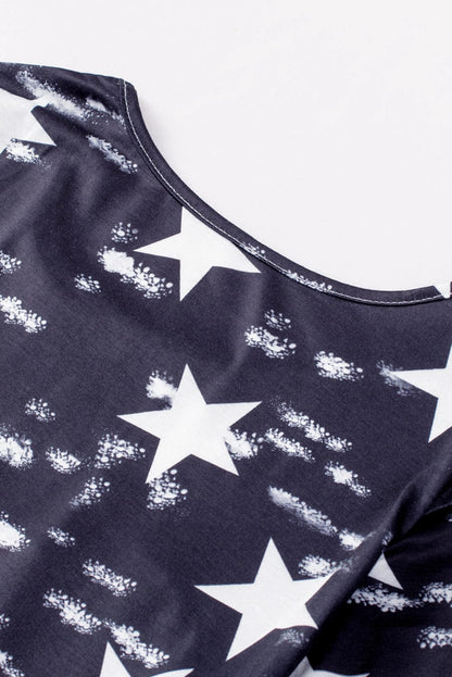 American Flag Cutout Print Black T-Shirt