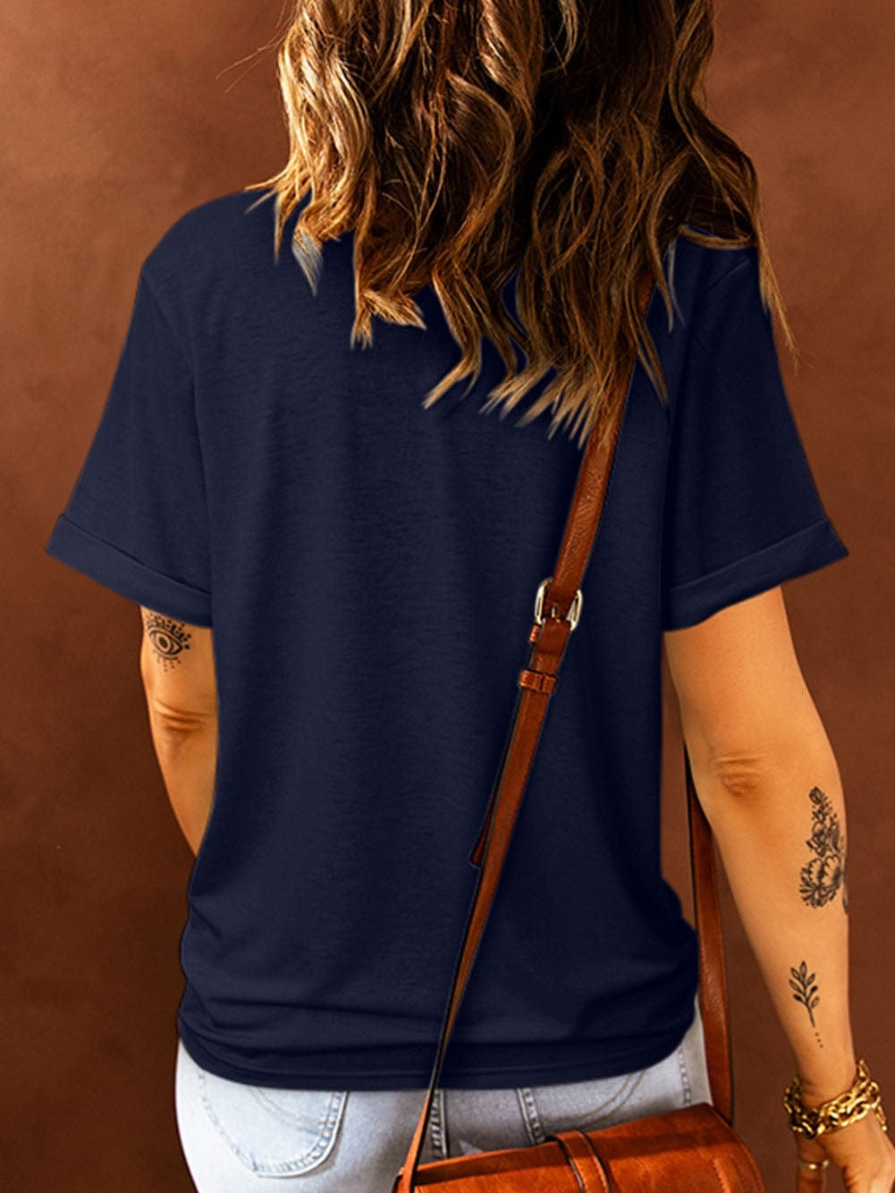 American Flag Eagle Wing Graphic Tee in Blue for Women