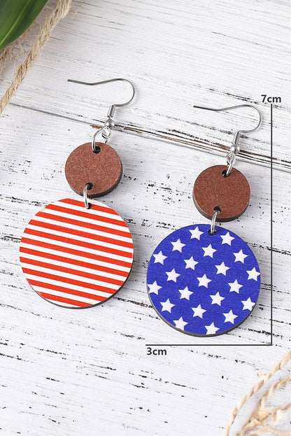 American Flag Wooden Earrings - Patriotic Stars and Stripes Statement Pieces