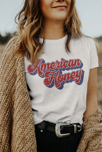 American Honey Distressed Graphic Tee - White