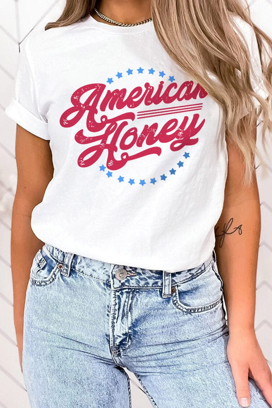 American Honey Flag Print Graphic Tee - White