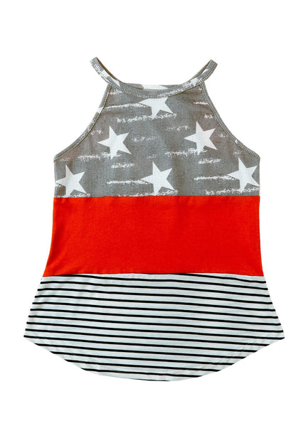 American Patriotism Color Block Sleeveless Tank Top