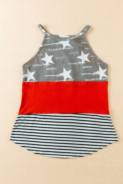 American Patriotism Color Block Sleeveless Tank Top