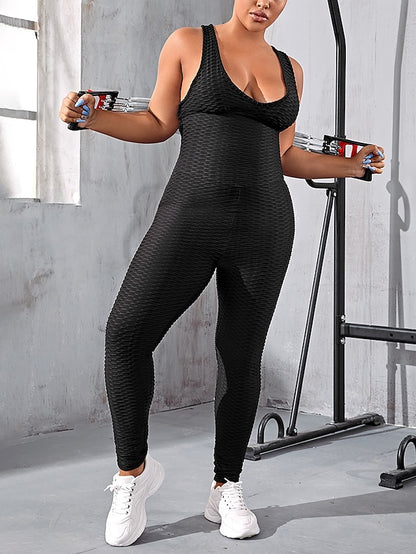 Women's Onesie Workout Sets Scrunch Butt Open Back Bodysuit Romper Clothing Suit Black White Spandex Yoga Fitness Gym Workout Tummy Control Butt Lift Power Flex Sleeveless Sport Activewear High - LuckyFash™