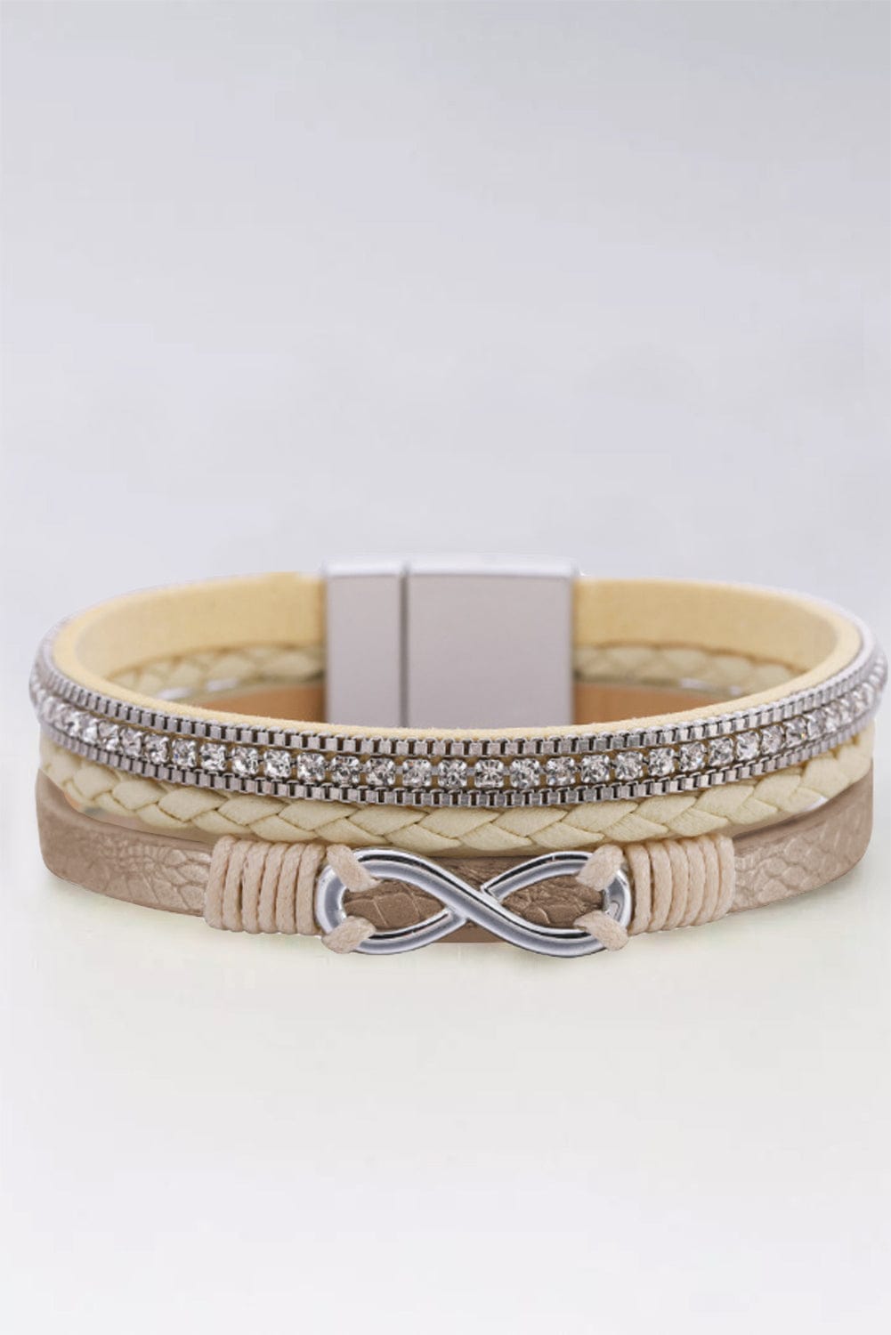 Apricot Infinity Rhinestone Magnetic Buckle Bracelet