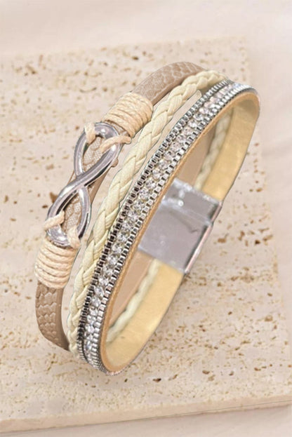 Apricot Infinity Rhinestone Magnetic Buckle Bracelet