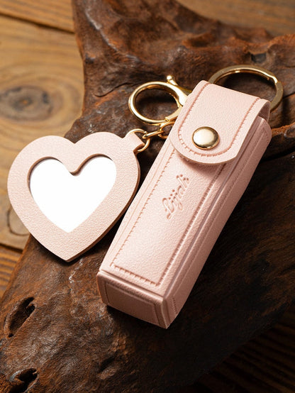 Apricot Pink Portable Lipstick Pocket Keychain