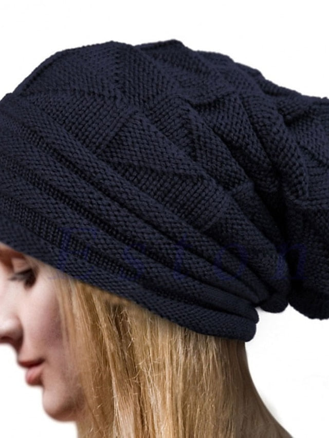 Women's Hat Beanie / Slouchy Black Khaki Dark Gray Outdoor Street Dailywear Knit Pure Color Portable Windproof Comfort - LuckyFash™