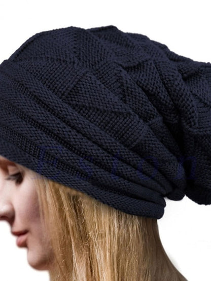 Women's Hat Beanie / Slouchy Black Khaki Dark Gray Outdoor Street Dailywear Knit Pure Color Portable Windproof Comfort - LuckyFash™
