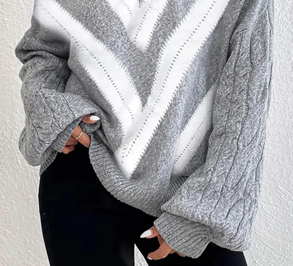 Women's Pullover Sweater Jumper Turtleneck Crochet Knit Knit Cold Shoulder Fall Winter Cropped Daily Stylish Casual Long Sleeve Argyle Gray S M L