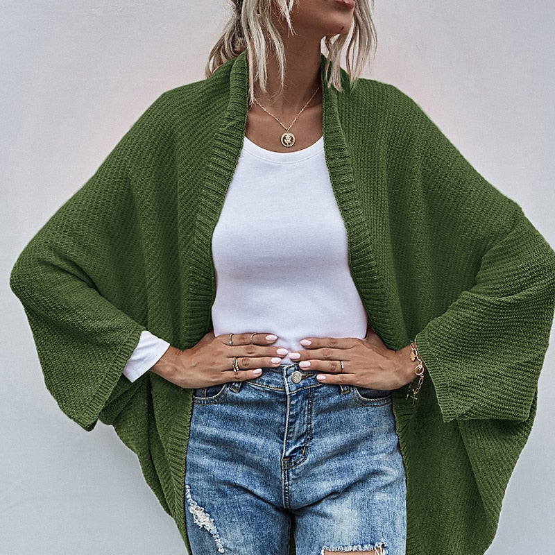 Women's Shrug Jumper Ribbed Knit Knitted Pure Color Open Front Stylish Casual Outdoor Daily Winter Fall Green Khaki S M L / Long Sleeve