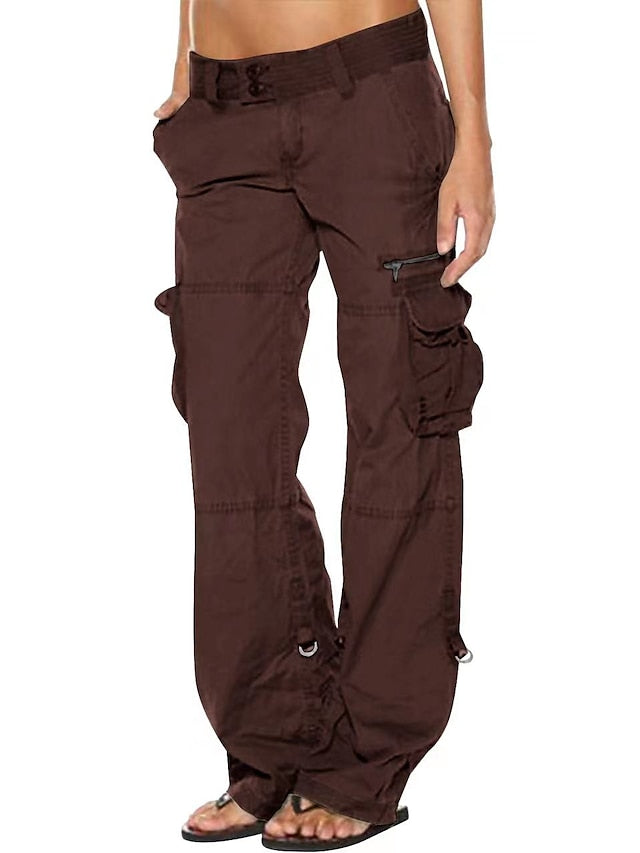 Women's Tactical Cargo Pants Trousers Cotton Blend Black Pink Wine Mid Waist Chic & Modern Casual / Sporty Sports Weekend Pocket Full Length Comfort Plain S M L XL XXL - LuckyFash™