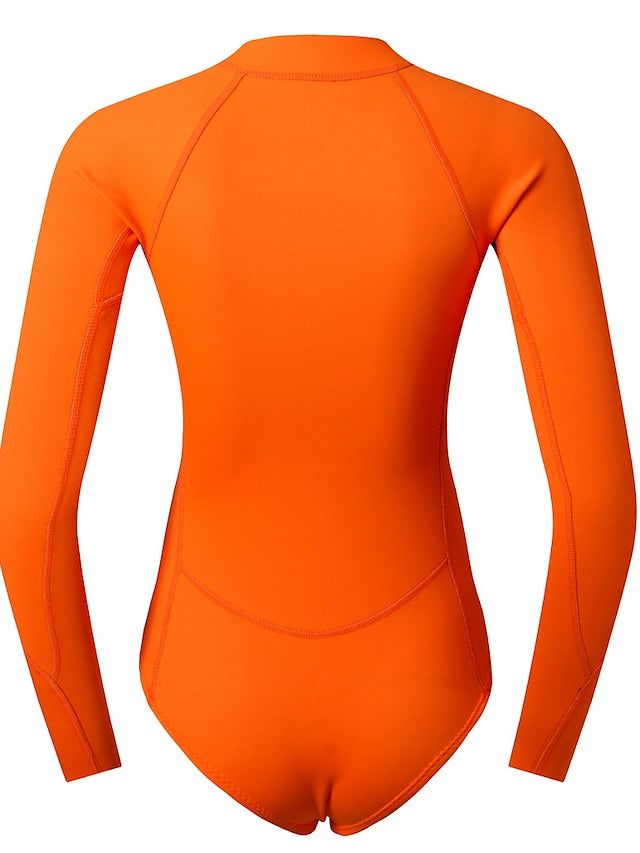 Women's Shorty Wetsuit One Piece Swimsuit 2mm CR Neoprene Diving Suit Thermal Warm UV Sun Protection UPF50+ High Elasticity Long Sleeve Front Zip - Swimming Diving Surfing Scuba Solid Color Summer - LuckyFash™