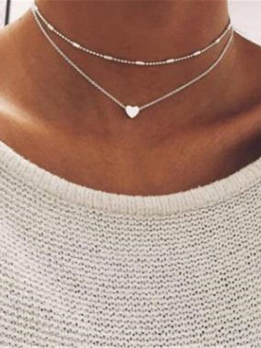 Women's necklace Chic & Modern Fashion Street / Multilayer Layered Heart Choker Necklaces/ Dailywear / Spring / Summer / Fall / Winter - LuckyFash™