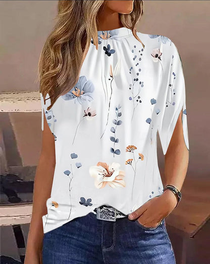 Women's Shirt Blouse Floral Graphic Vacation Print Black Short Sleeve Casual Crew Neck Summer