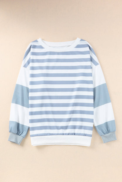 Stripe Drop Shoulder Striped Pullover Sweatshirt