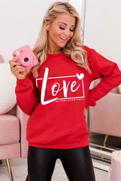 Fiery Red Valentine's Day Love Graphic Sweatshirt