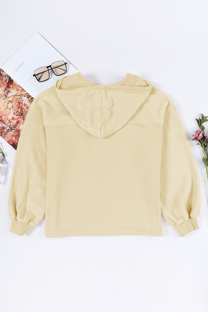 Apricot Flap Pocket Drawstring Hood Zip Up Jacket