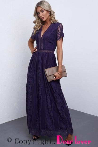 Printed V-Neck Short Sleeve Bohemian Dress