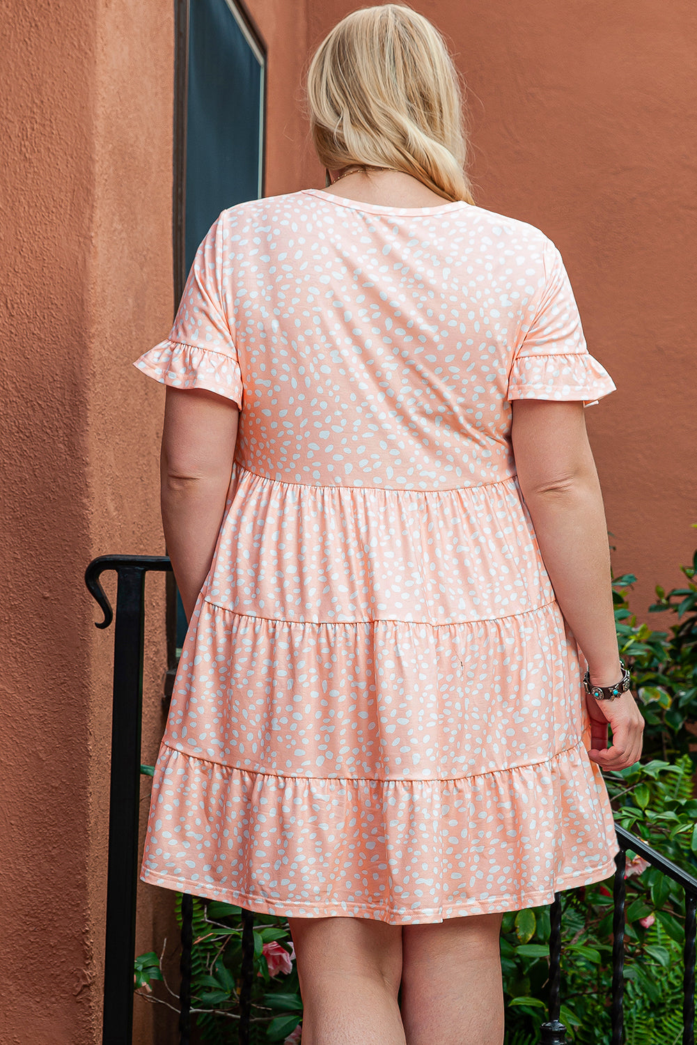 Pink Leopard Tiered Ruffle Plus Size Dress