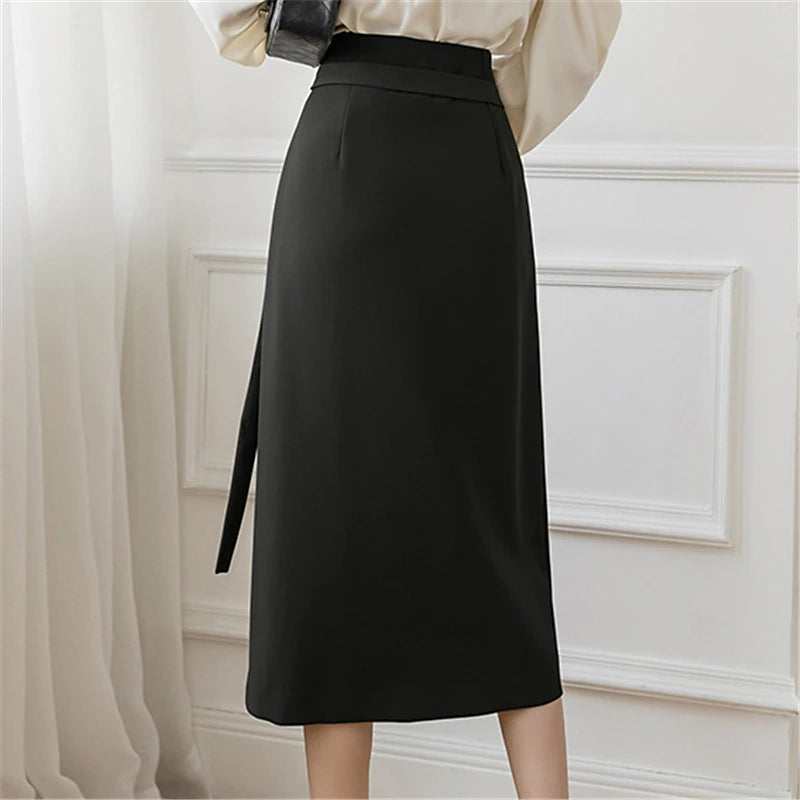 Women's Skirt Pencil Work Skirts Long Skirt Midi Skirts Patchwork Solid Colored Office / Career Daily Spring &  Fall Polyester Elegant Summer Black Brown