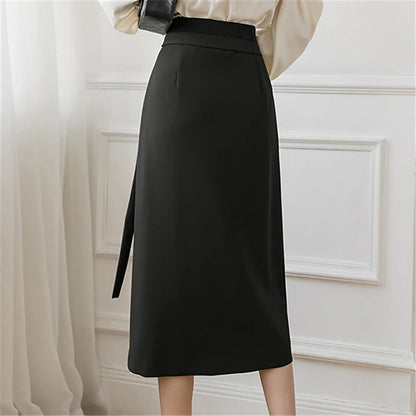 Women's Skirt Pencil Work Skirts Long Skirt Midi Skirts Patchwork Solid Colored Office / Career Daily Spring &  Fall Polyester Elegant Summer Black Brown