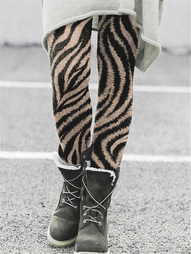 Women's Tights Normal Polyester Cat Stripe Picture color 1 Picture color 2 Fashion Mid Waist Full Length Halloween Casual