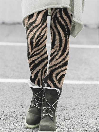 Women's Tights Normal Polyester Cat Stripe Picture color 1 Picture color 2 Fashion Mid Waist Full Length Halloween Casual