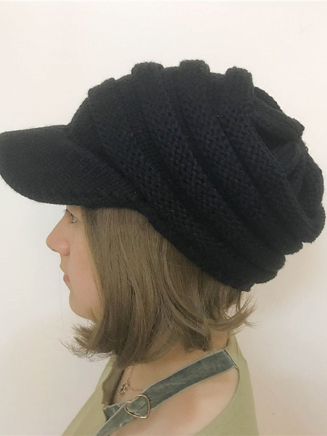 Women's Hat Beanie / Slouchy Black Beige Coffee Outdoor Home Street Knitted Pure Color Portable Windproof Comfort - LuckyFash™