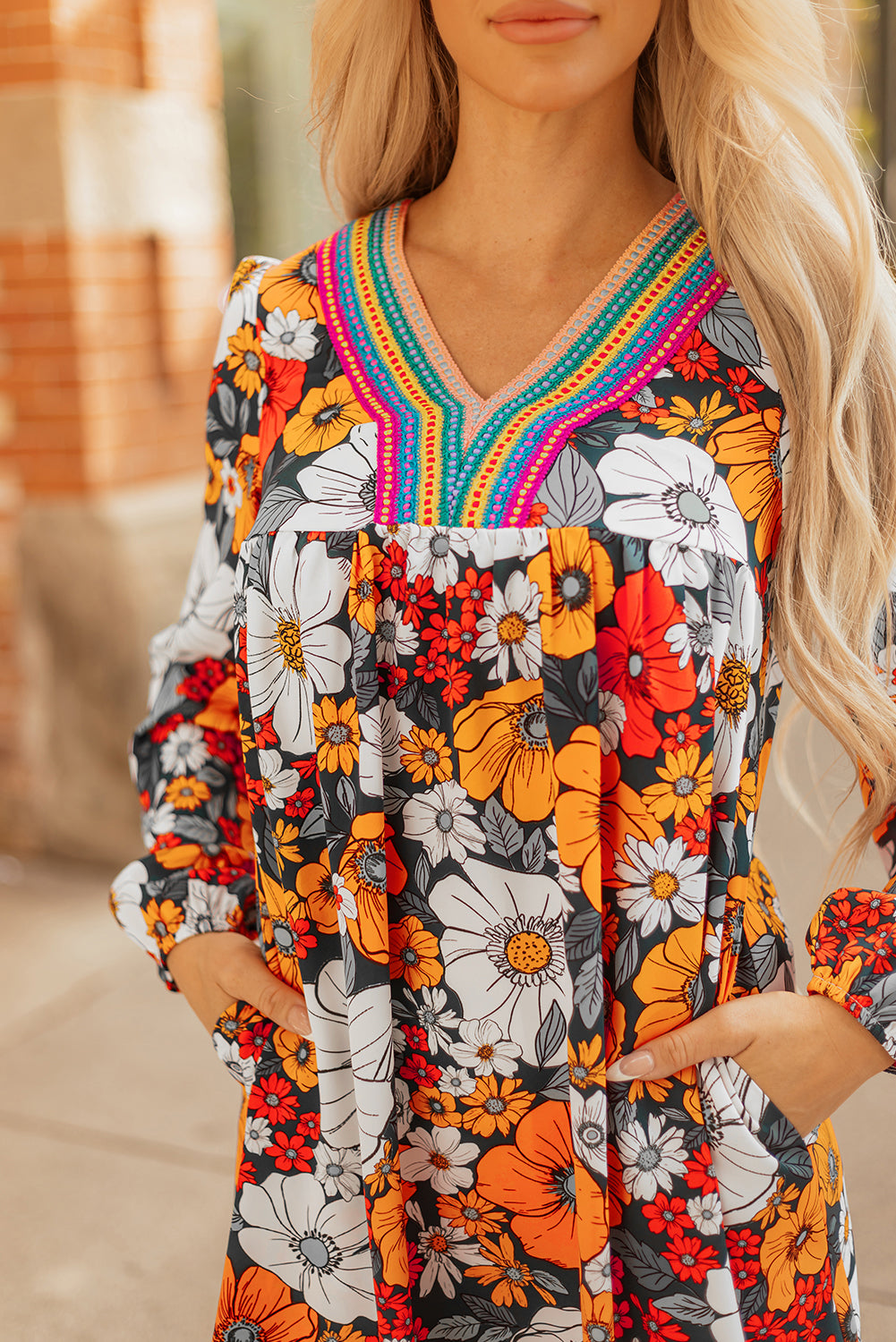 orange floral dress