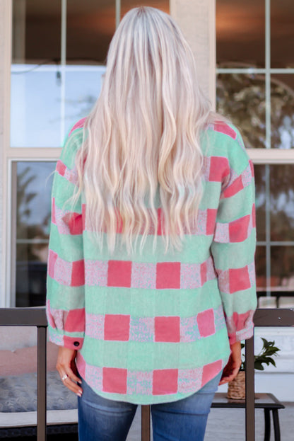 Pink Plaid Pattern¬†Oversized Shacket