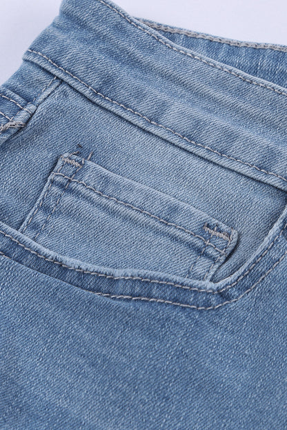 Stylish High Waist Distressed Denim Shorts
