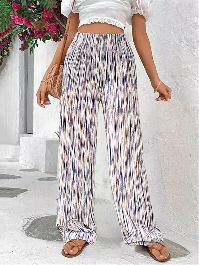 Women's Wide Leg Baggy Wide Leg Full Length Wide Leg Baggy Micro-elastic High Waist Casual Daily Casual Daily Wear Apricot Black S M Spring & Summer