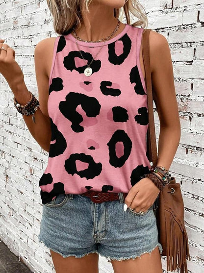 Women's Tank Top Vest Leopard Casual Print Pink Sleeveless Fashion Streetwear Crew Neck Summer