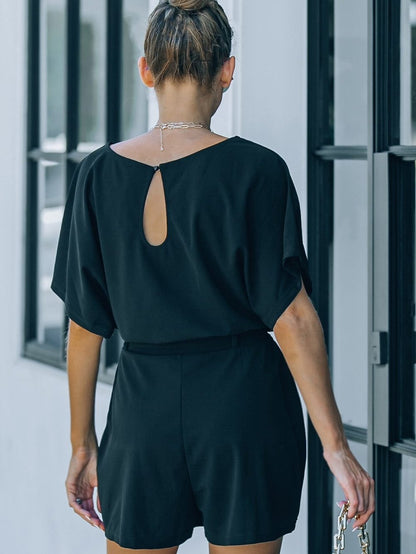 Black Over The Top Belted Playsuit