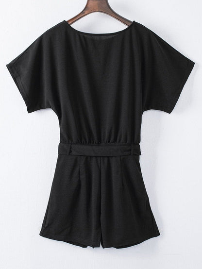 Black Over The Top Belted Playsuit