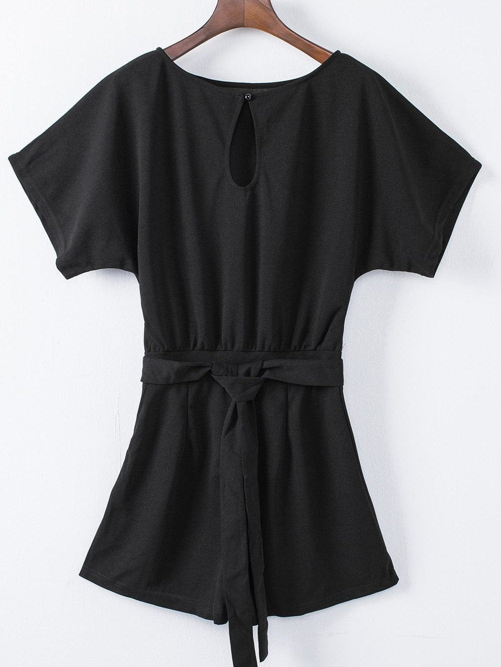 Black Over The Top Belted Playsuit