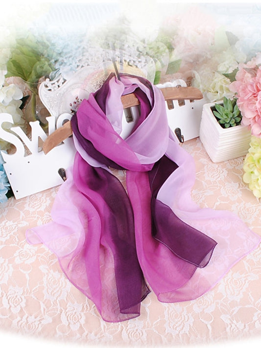 Women's Chiffon Scarf Party Black Scarf Color Block Cute Red Blue Fall Spring - LuckyFash™