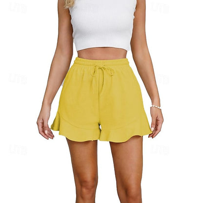 Women's Shorts Cotton Plain Wine Black Casual Daily Short Going out Weekend Spring & Summer