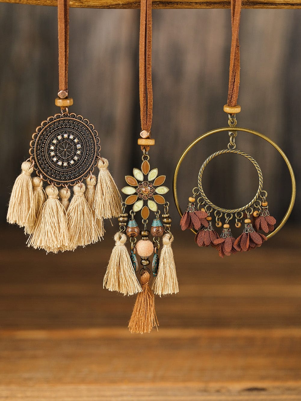 Bohemian Tassel Trio Necklace Set