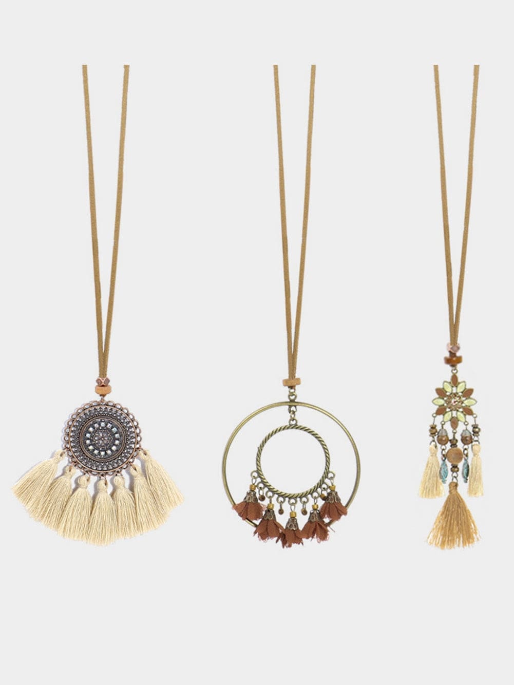 Bohemian Tassel Trio Necklace Set