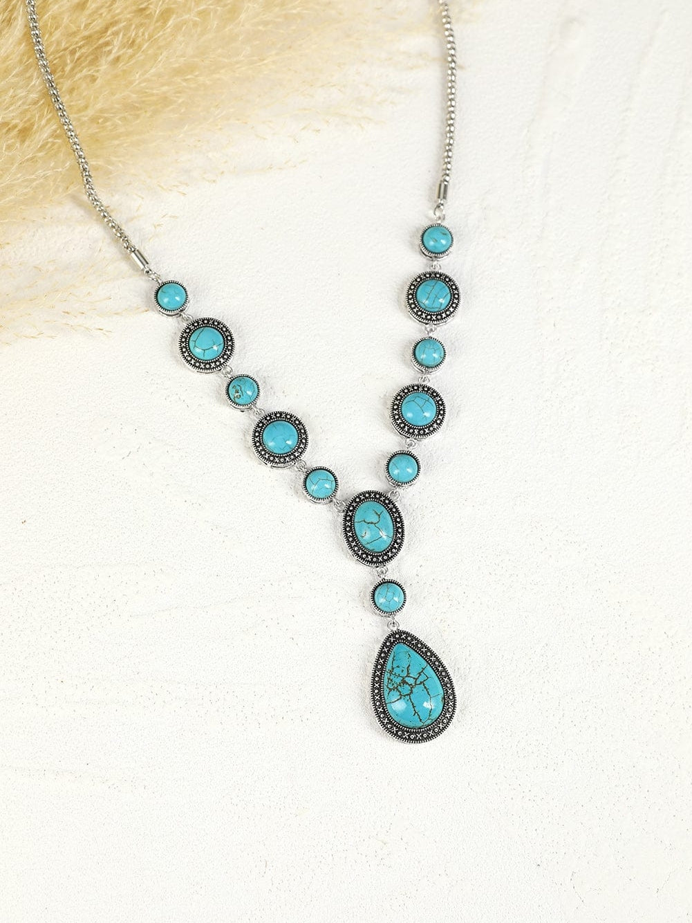 Bohemian Vibes Turquoise Crackle Water Drop Necklace