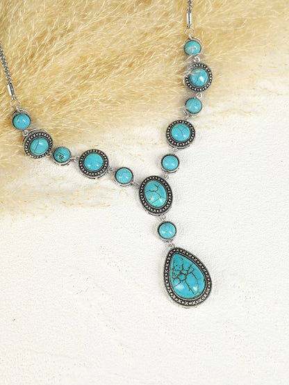 Bohemian Vibes Turquoise Crackle Water Drop Necklace